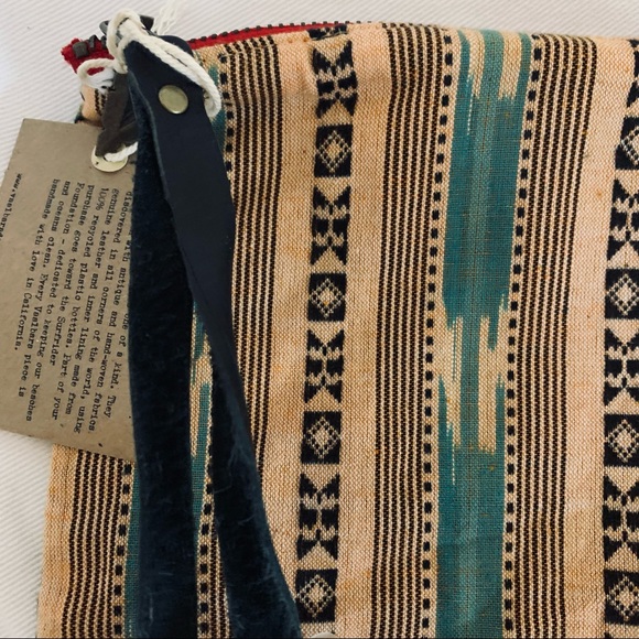 Vaalbara Clutch Nyri Leather in Tan and Turquoise size Large NWT - Picture 5 of 10